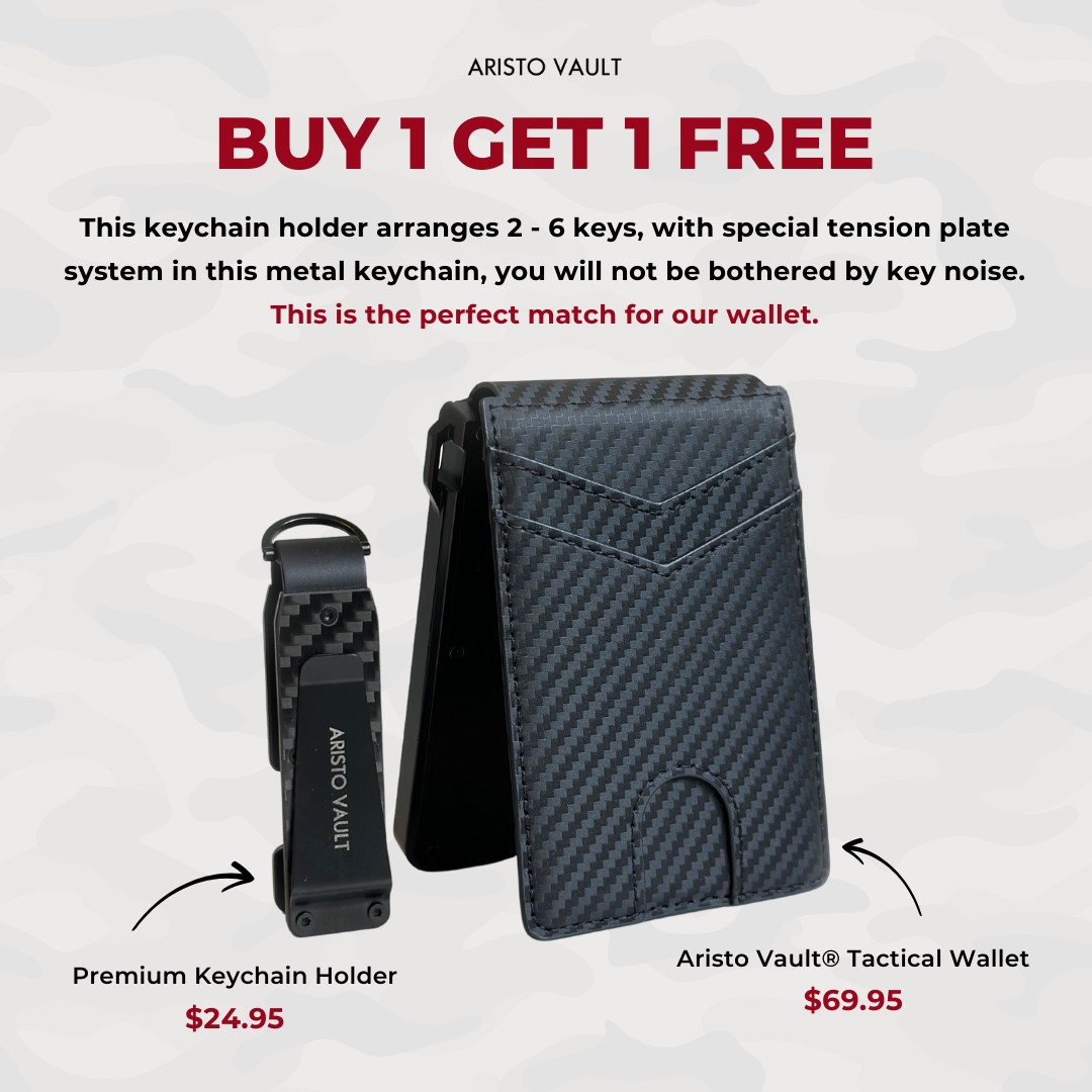 Buy 1 Wallet Get 1 Premium Key Chain - Aristo Vault® Premium Tactical Bifold Wallet