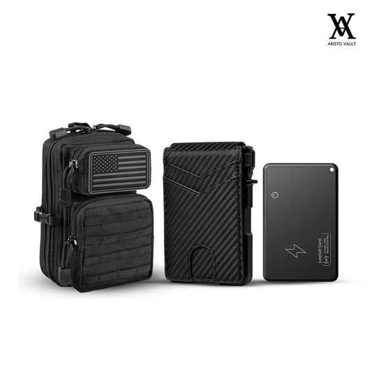 The Ultimate Mission Pack (Aristo Vault® Tactical Wallet +  Tracking Card + Tactical Waist Pouches)